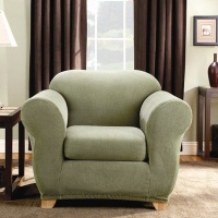 Sure Fit Stretch Stripe 2-Piece Chair Slipcover, Sage