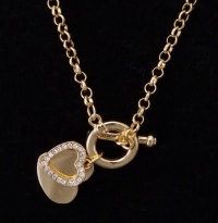 Charter Club Necklace, Gold Tone Glass Stone Heart Charm Toggle Necklace