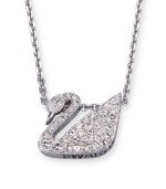 Beautiful inside and out. Capture the essence of the swan with this crystal pave necklace from Swarovski. Crafted from rhodium-plated mixed metal. Approximate length: 16-1/2 inches. Approximate drop: 1 inch.