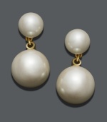 Complement an elegant updo with stylish drops. Charter Club earrings feature two graduated simulated plastic pearls crafted in mixed metal. Approximate drop: 1/2 inch.