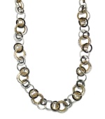 Mixed media: A combination of shiny silver tone, matte gold tone and hematite tone mixed metals makes Alfani's long circle necklace a versatile style for mixing and matching within your wardrobe. Approximate length: 36 inches.