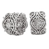 925 Silver Wide Filigree Design Huggie Hoop Earrings