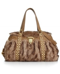 Live the luxe life with this fabulous faux fur design from Olivia + Joy. Glammed up with golden stud accents, decorative lock and contrast trim, it's the ultimate attitude bag you'll want to bring everywhere.