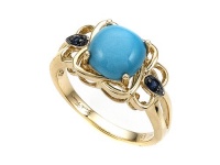 Carlo Viani® 14K Yellow Gold Blue Turquoise Ring with Blue Sapphire