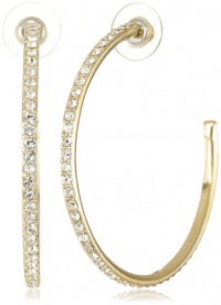 Judith Leiber Jewelry Single Row Pave Swarovski Champagne and Crystal Hoop Earrings