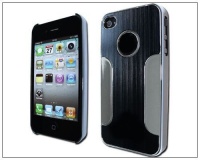 Premium Chrome Aluminum Skin Hard Back Case Cover for Apple iPhone 4 4G 4S Silver&Black