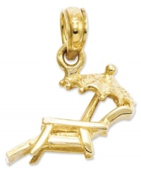 Commemorate your favorite vacation with this beach-chic charm. A detailed beach chair and umbrella is crafted in 14k gold. Chain not included. Approximate length: 7/10 inch. Approximate width: 6/10 inch.