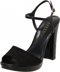 Lauren Ralph Lauren Women's Beatriz Ankle-Strap Sandal,Black Nubuck/Black Soft Patent,11 B US