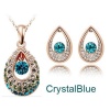 General Gifts Princess Teardrop Swarovski Elements Crystal Jewelry Set 18k Gold Plated Necklace Earrings