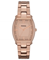 A streamlined silhouette is graced with rosy hues on this Wallace collection watch from Fossil.