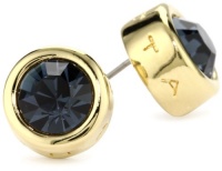 T Tahari Gold and Blue Montana Signature Stud Earrings