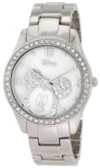 Disney Women's MK2128 Mickey Mouse Rhinestone Accent Silver-Tone Bracelet Watch