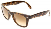 Ray-Ban Folding Wayfarer 710/51 Wayfarer Sunglasses,Light Havana Frame/Crystal Brown Gradient Lens,One Size