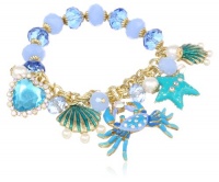 Betsey Johnson Jewels of the Sea Crab Multi-Charm Half Stretch Bracelet, 7.5