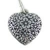 Puffy Floral Chintz Heart Vintage Style 925 Sterling Silver Traditional Charm or Pendant