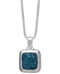 Add shape to your style in Giani Bernini's dazzling design. Blue-hued crystals add dimension to a polished sterling silver setting and square-shaped pendant. Approximate length: 18 inches. Approximate drop: 1 inch.