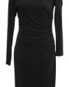 David Meister Black Jersey Embellished Off Shoulder Dress 2