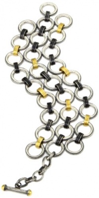 GURHAN Hoopla Soft Dark and White Silver with Gold Hoopla Bracelet