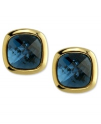 Drink in the soothing hues of the Montana Blue crystals on these stud earrings from T Tahari's Essentials collection. Nickel-free for sensitive skin. Crafted in 14k gold-plated mixed metal. Approximate diameter: 1/2 inch.