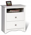 Prepac Monterey White 2-Drawer Tall Night Stand