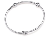 Zable(tm) 7.5 inches Sterling Silver Snake Bangle with Smart Pandora Compatible Bead / Charm