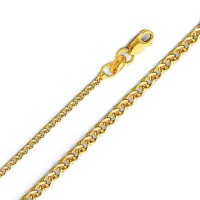 14K Yellow Gold 1.5mm Flat Open wheat Chain Necklace with Lobster Claw Clasp