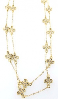 Designer Inspired 18K Gold Plated Pave Mini Cross Necklace