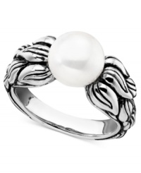 Inspired by nature, a combination of the land and the sea. This stunning Fresh by Honora sterling silver ring features a cultured freshwater pearl (9-9-1/2 mm) set in sterling silver. Size 7.