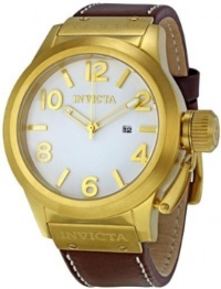 Men's Gold Tone Corduba Quartz White Dial Leather Strap