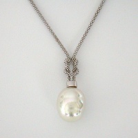 White Baroque Pearl Pendant on Love Knot Box Chain