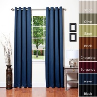 Solid Grommet Top Thermal Insulated Blackout Curtain 84 Length 1 Pair-NAVY - GT