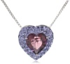 Carnevale Sterling Silver Purple Heart with Swarovski Elements Pendant Necklace, 18