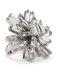 Chunky crystals on this kate spade new york cocktail ring form an edgier take on a floral motif. It's an anything but garden variety accessory.