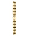 Change your watch with your outfit. Michele's link bracelet slips on the wrist to give day-to-day looks a golden touch.