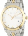 Gucci Men's YA126409 Gucci timeless Steel and Yellow PVD Silver Dial Watch