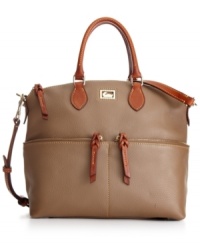 Posh and perfectly poised for any occasion, this undecidedly elegant Dooney & Bourke design is the ultimate accessory. Sumptuous leather is adorned with delicate detail stitching and polished custom hardware, while discrete pockets inside and out offer exquisite organization.