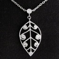 So Rachel by Longaberger Sterling Silver Filigree 1.75 Leaf Pendant Necklace