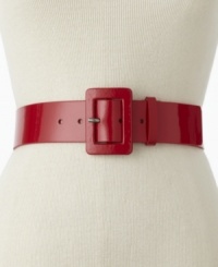 A bold basic. Nine West spices up the classic wide belt with a faux patent leather finish.