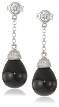 Giorgio Martello Sterling Silver Black Onyx Teardrop Earrings