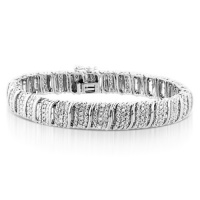 1.00ct TDW Diamond S-Link Bracelet in Sterling Silver - 7.25