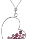 Italian Sterling Silver Swarovski Crystal Floating Heart Pendant Necklace, 18