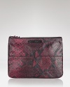 Embossed leather adds major punch to this Rebecca Minkoff pouch, sized to make a less-is-more statement.