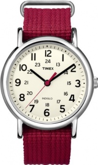 Timex Unisex T2N751 Weekender Slip-Thru Red Nylon Strap Watch