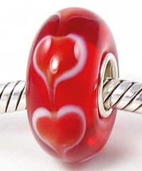 Red Pure Heart Love .925 Sterling Silver Core Murano Glass Bead