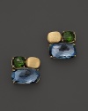 Exclusively at Bloomingdale's, London blue topaz and green tourmaline are artfully set with hand-engraved 18K gold in these stud earrings from Marco Bicego.