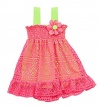 Rare Editions Baby-Girls Smocked Neon Lace Dress Set 6M (S650363)