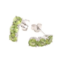 3 CT 3-Stone Peridot Earrings In Sterling Silver