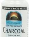 Source Naturals 100% Pure Activated Charcoal 260mg, 200 Capsules (Pack of 2)