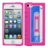 Fosmon JEL Series Silicone Cassette Case for Apple iPhone 5 - Hot Pink / Blue