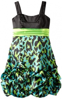 Ruby Rox Kids Girls 7-16 Leopard Pick Up Dress, Black/Lime, 10